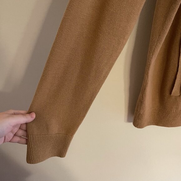 Express Men Sz XL Camel Brown Long Sleeve Full Zip Front Mock Neck Sweater - Picture 3 of 9